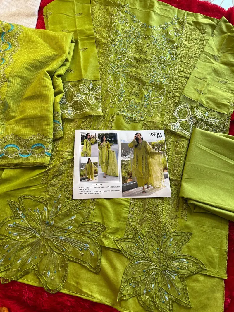 Johra Tex 169 Cambric Cotton Embroidery Pakistani Salwar Kameez Wholesale Online

